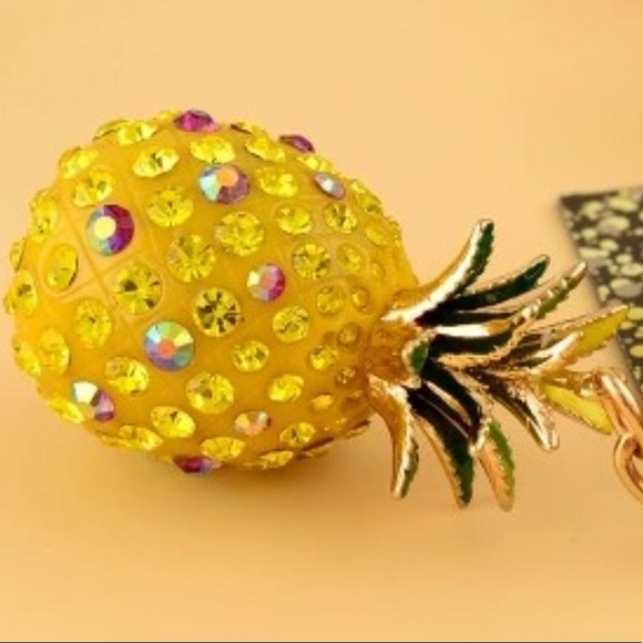 Gold Glitzy Pineapple PurseCharm KeyChain NWT New - Picture 5 of 8